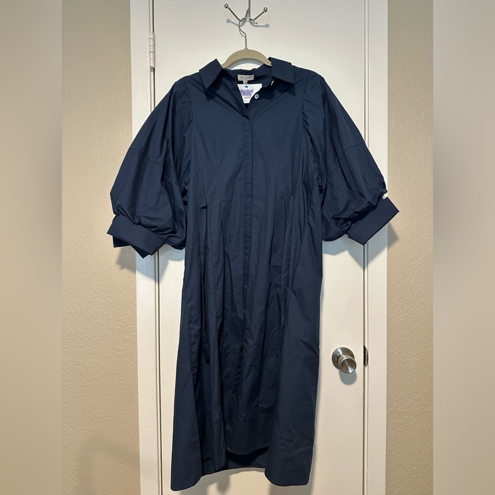 Navy Puff-Sleeve Dress Size Medium